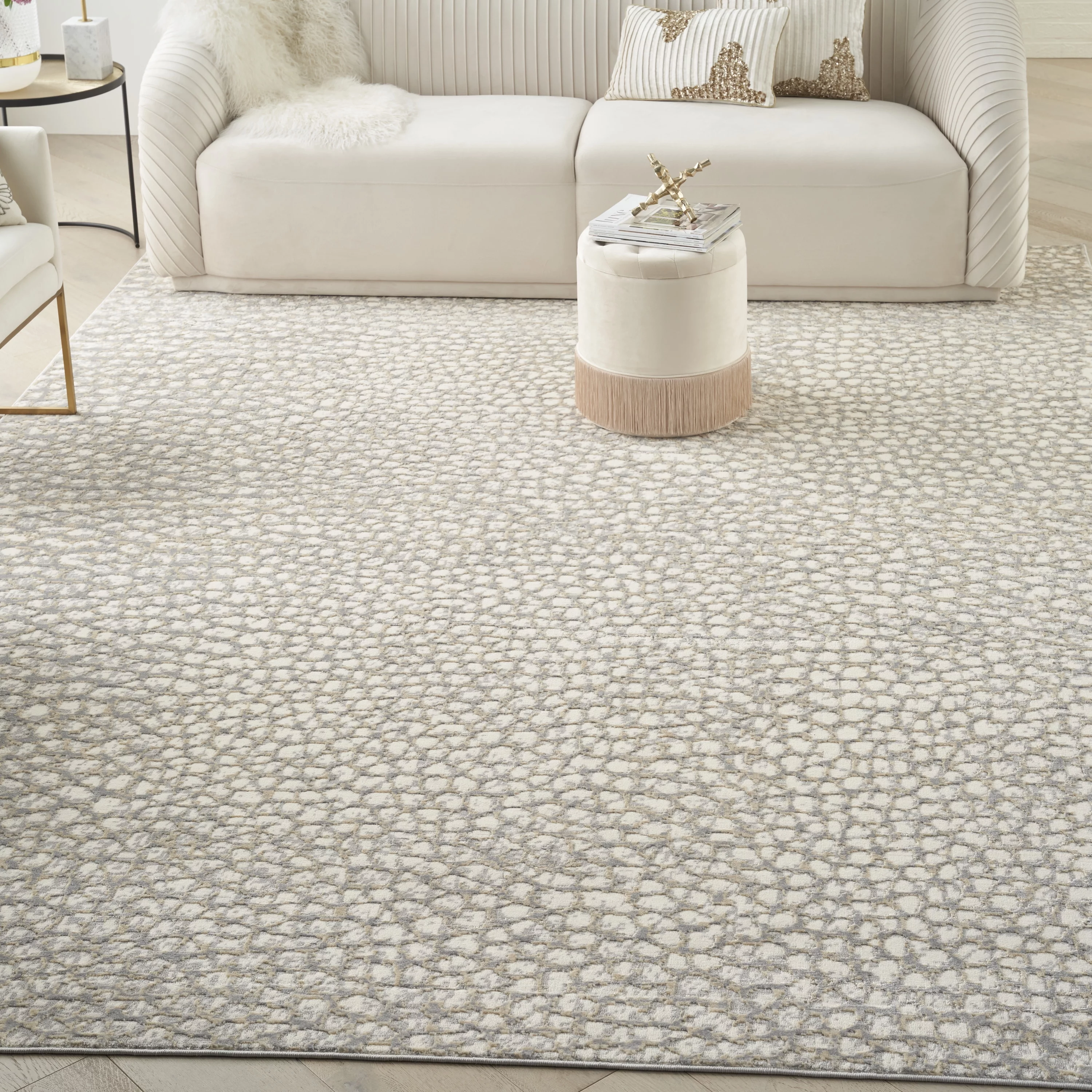 Inspire Me! Home Decor Joli Modern Abstract Ivory/Beige/Grey 8' x 10' Area Rug, (8' x 10')