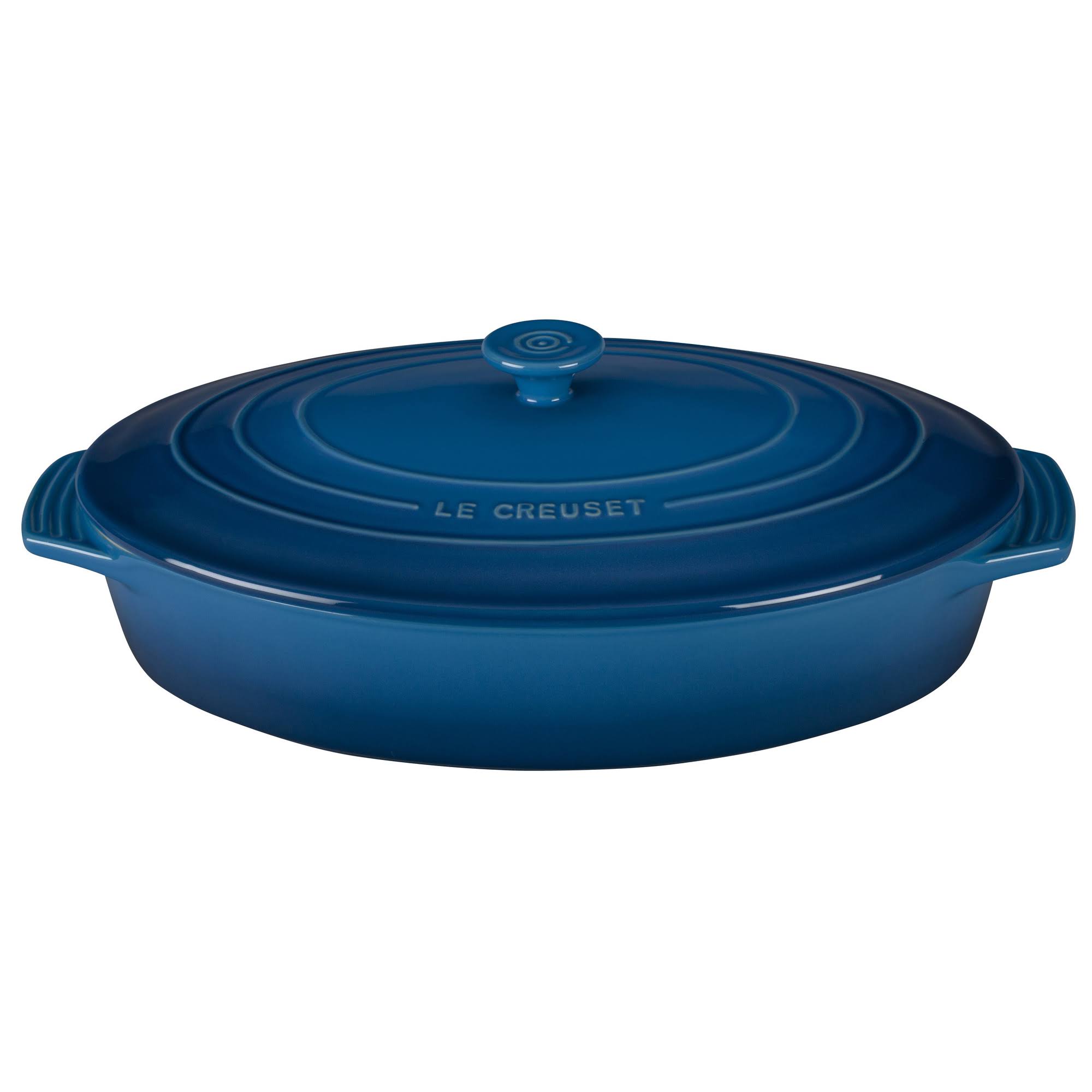 Le Creuset Stoneware Covered Oval Casserole, 3-3/4-Quart, Flame