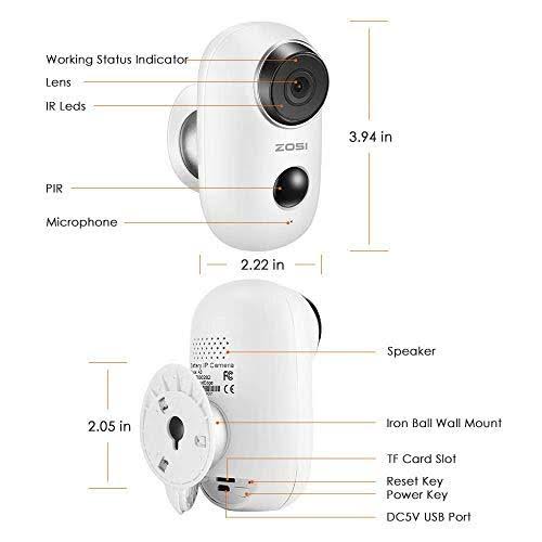 ZOSI 1080p Wireless Battery Camera with Solar PANEL, 2.4GHz WiFi Security Camera Outdoor Indoor,Rechargeable battery, Two Way Au