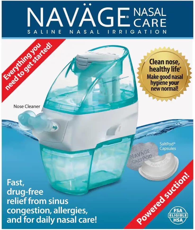 Navage Nasal Irrigation Multi-User Bonus Pack: Navage Nose Cleaner & 20 Salt Pods Plus a Second Nasal Dock (in Teal) and an Extra Pair of Nose Pillows and Burgundy Travel Bag