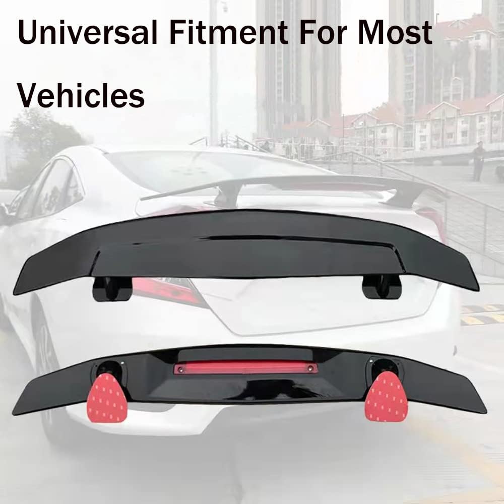 TWDRET Universal Rear Spoiler, GT Style ABS Racing Spoiler Wing Lightweight, Glossy Black Rear Trunk Spoiler Wing Lid Tail Deck