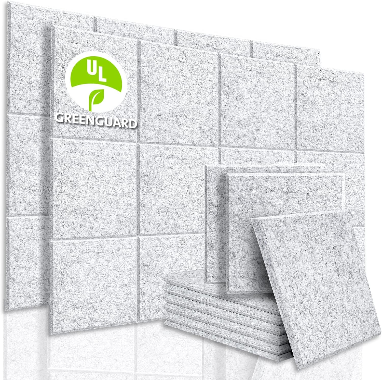 BUBOS 24 Pack Acoustic Panels Soundproof Wall Panels,12“x12“x0.4 Sound Absorbing Panels Acoustical Wall Panels Padding,Acoustic Treatment for Recording Studio,Office,Home Studio,White Pack of 2