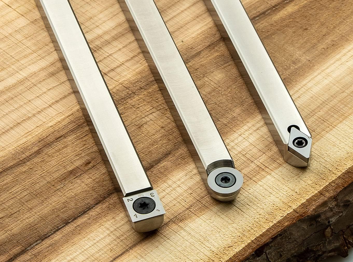 Simple Woodturning Tools Carbide Lathe Turning Tool Set of 3 Full Size with 17" Foam Grip Handles, USA Made