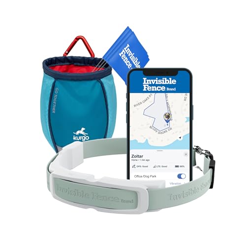 Invisible Fence GPS Dog Fence & Tracking Collar Bundle with Training Flags (White) & Treat Bag (Blue), Wireless GPS Tracker Collar, for Medium & Large Dogs, Waterproof - 1 Year Subscription Included