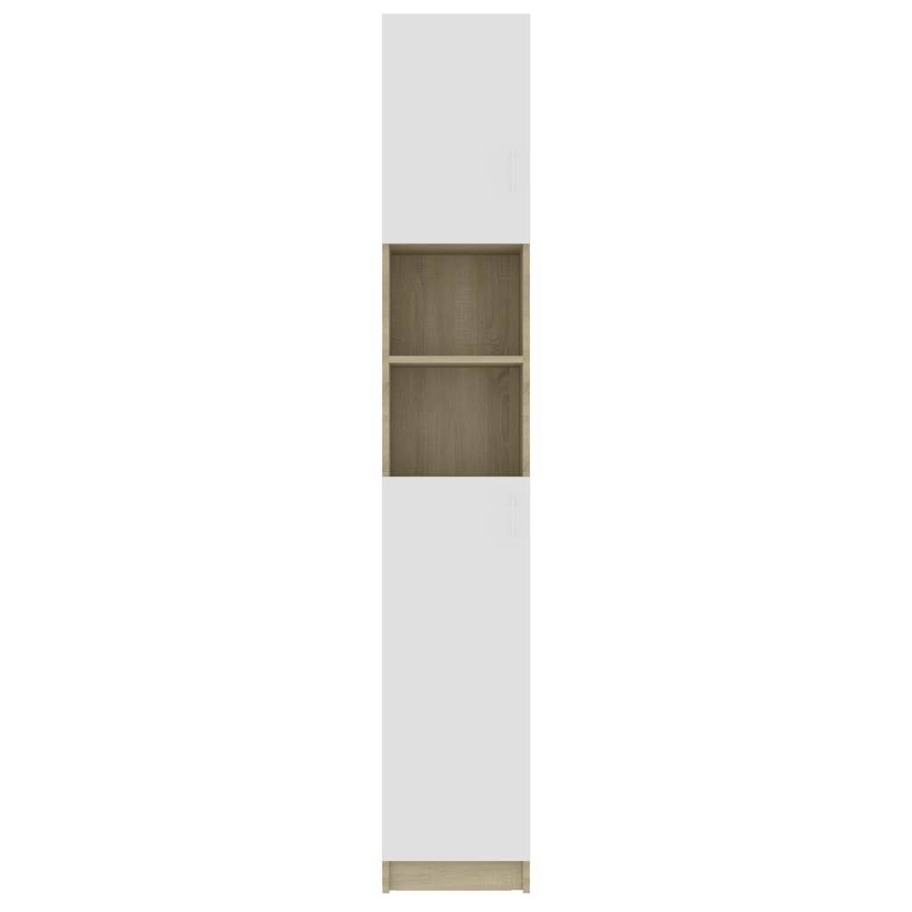 vidaXL Bathroom Cabinet White and Sonoma Oak 12.6x22x10x22x74.8x22 cm Chipboard