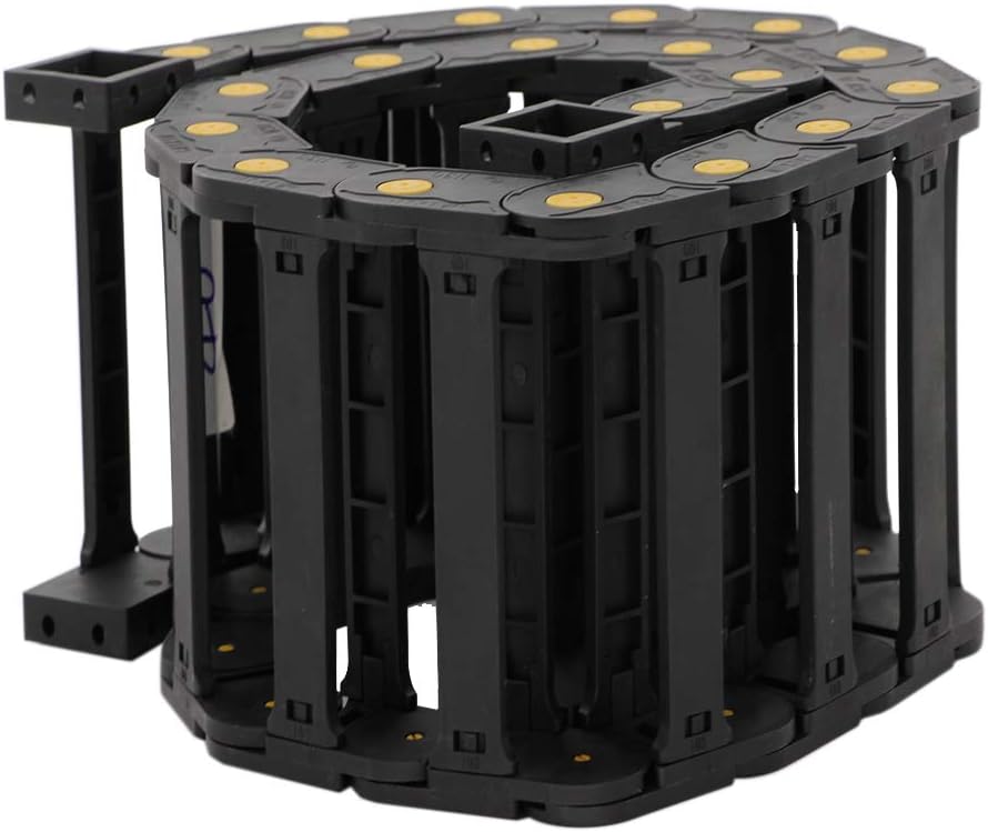 Fielect Drag Chain Cable Carrier Open Type with End Connectors R100 35X100mm 1 Meter Plastic for Electrical CNC Router Machines Black 1Pcs