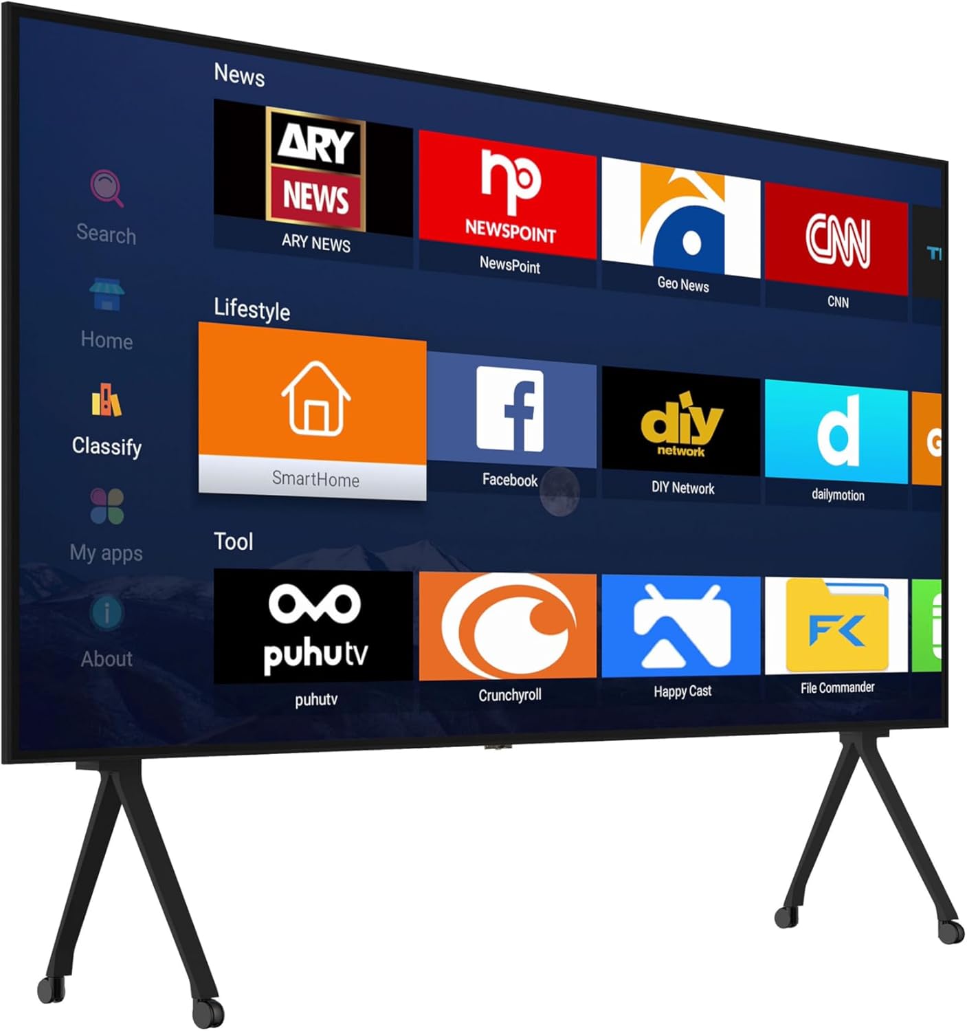 110 Inch UHD LED Smart TV, 4K Screen Television with Mount & Stand TS110TV High Resolution LCD Screen 16:9 Indoor Cinema with Anti-Glass WiFi, HDMI, USB Ports