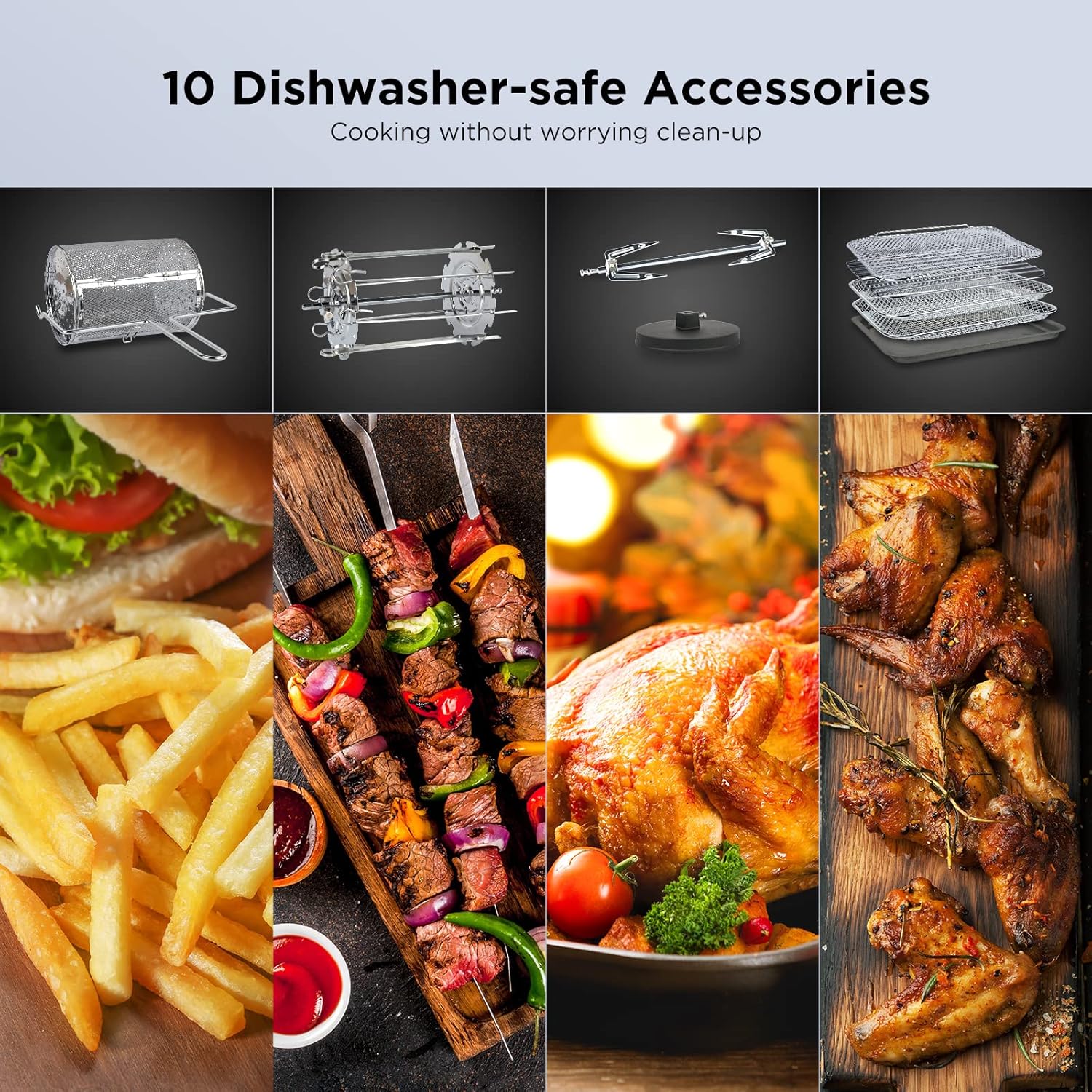 Air Fryer Oven, 18 in 1 Toaster Ovens Countertop Combo, Convection Oven Air Fryer Countertop for Rotisserie, Roast, Bake, Dehydrate,12L Air Fryer Toaster Oven Combo, 1500w, Black