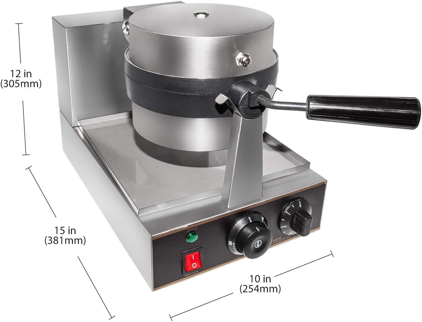 Belgian Waffle Maker Thick | Commercial Flip Waffle Iron | Stainless Steel | Rotating Mechanism (budget version) | 110V