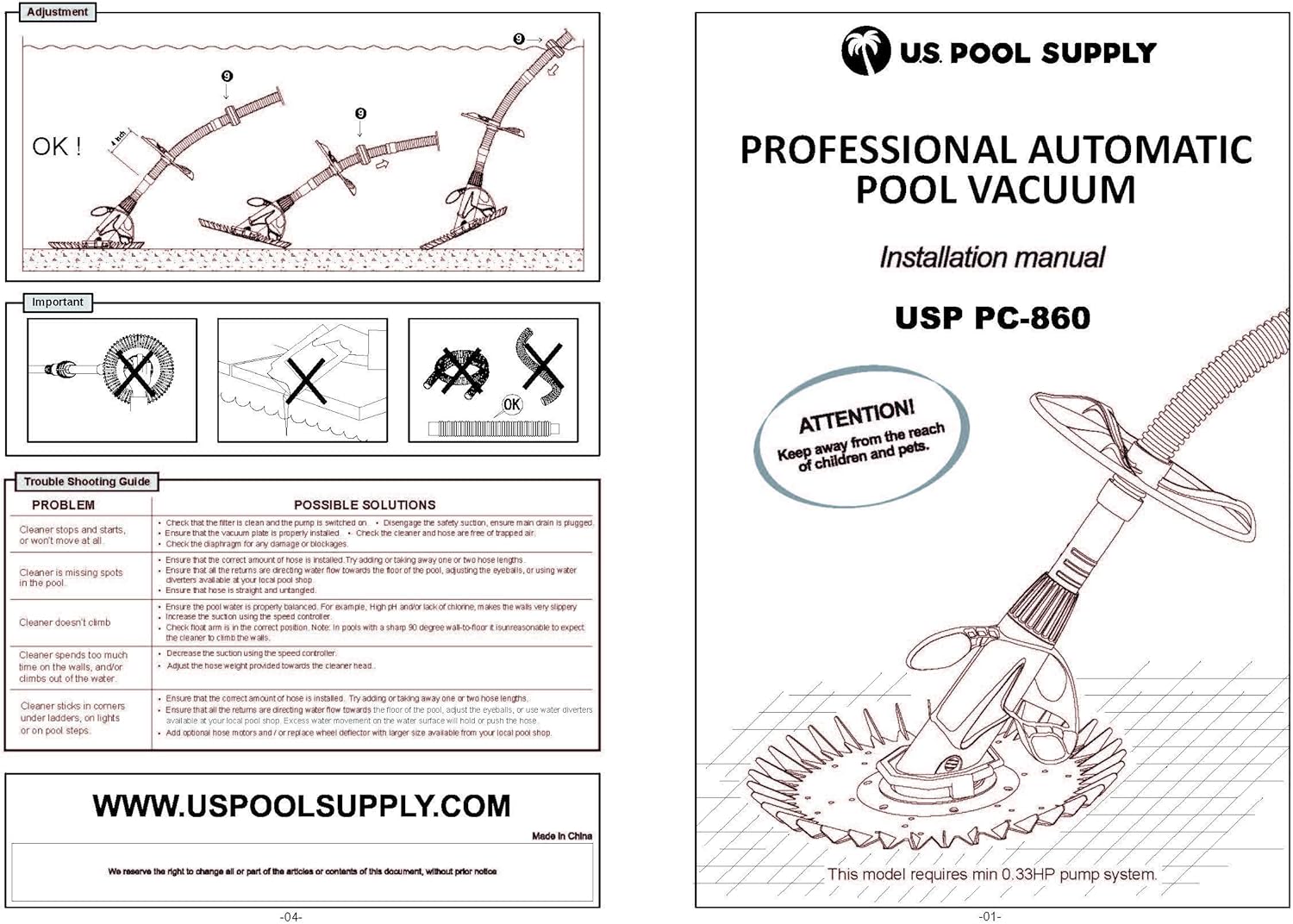 U.S. Pool Supply Professional Automatic Pool Vacuum Cleaner - Powerful Suction That Removes Swimming Pool Debris, Cleans Floors, Walls and Steps