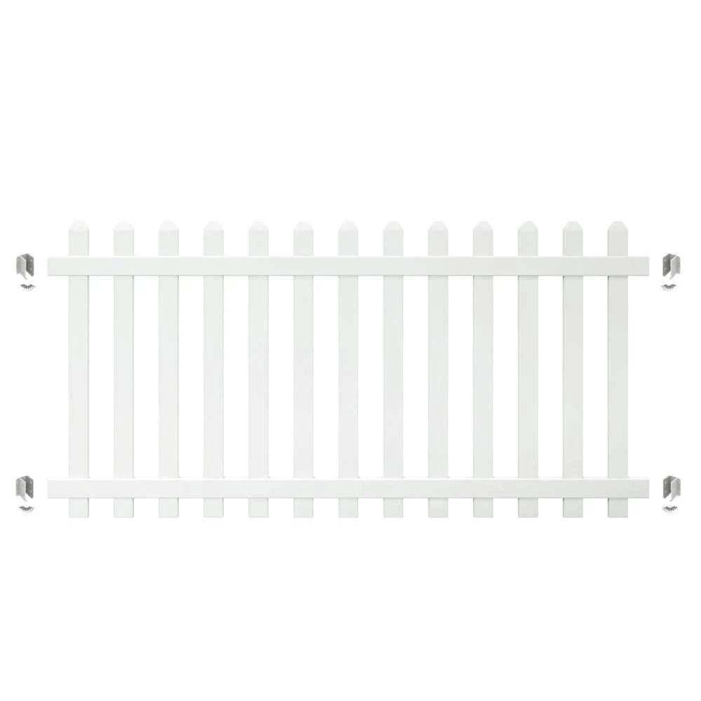 Glendale 4 ft. H x 8 ft. W Vinyl Spaced Picket Fence Panel with Dog Ear Pickets (Includes 4 Brackets)