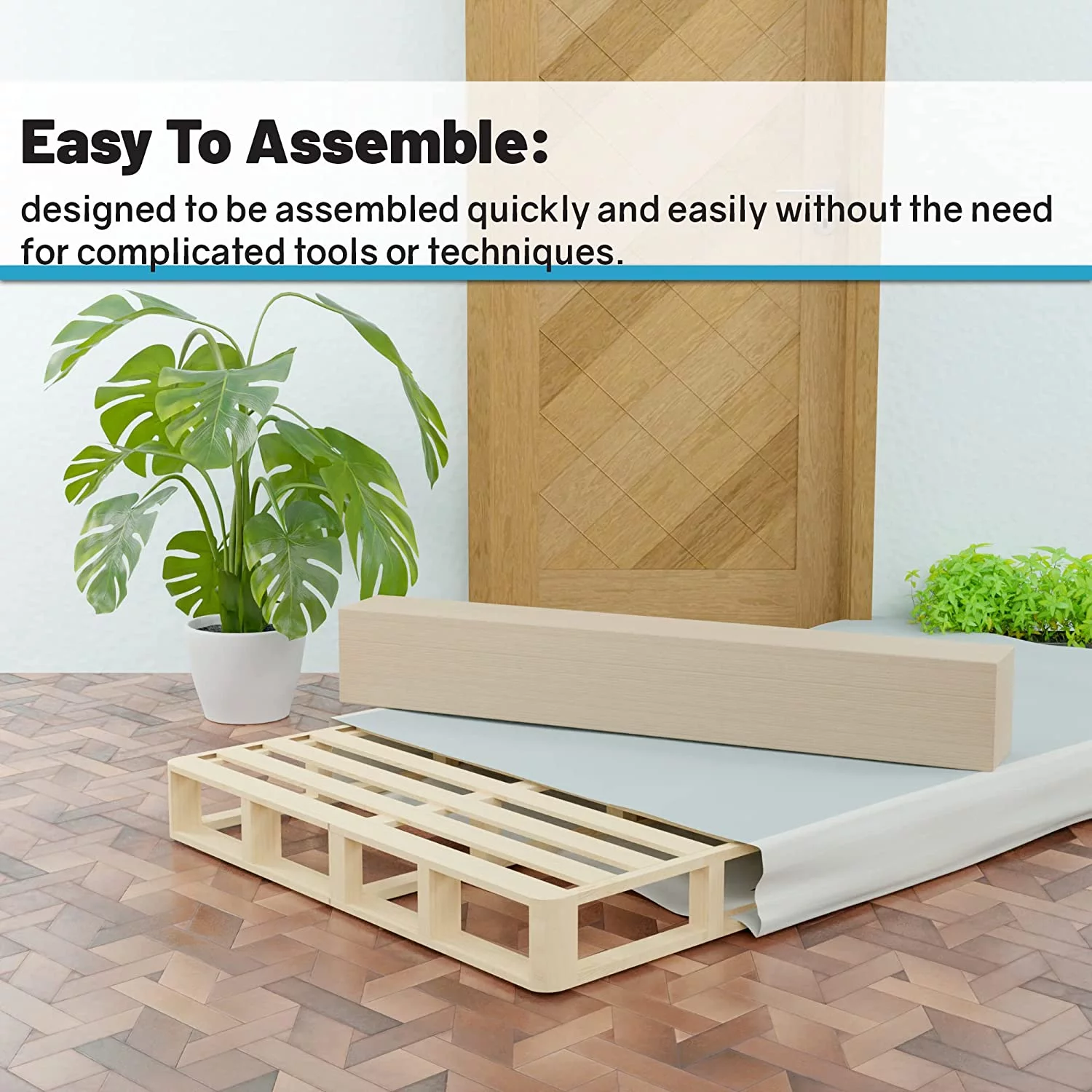 4.5-Inch Sturdy Box Spring for Mattress Support-Durable and Easy to Assemble Natural Wood Foundation for Full, White