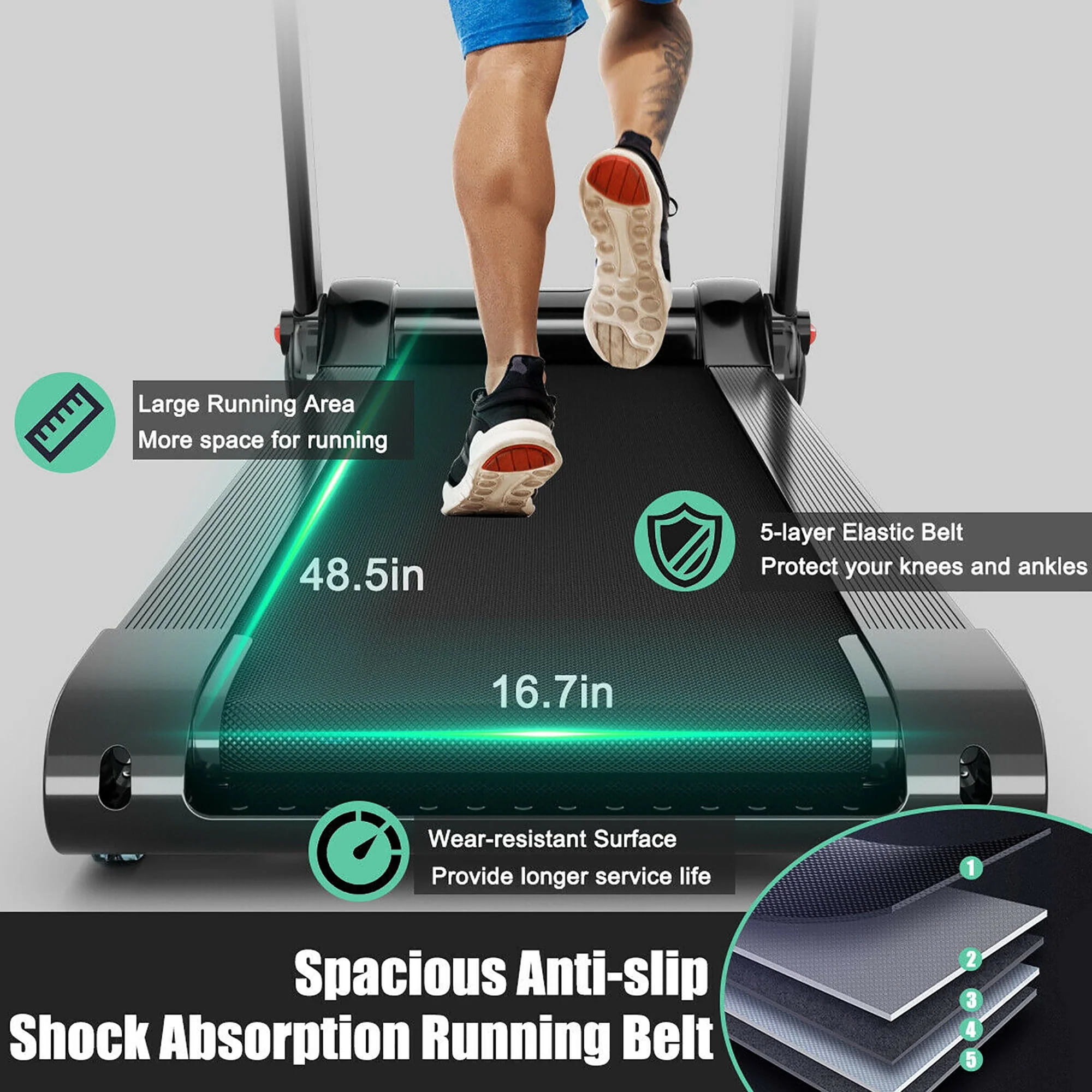 SuperFit 3HP Folding Electric Treadmill Running Machine w/ Speaker Red