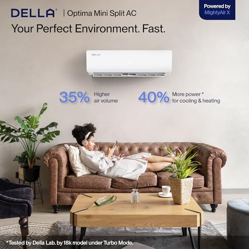 Della Mini Split Air Conditioner Ductless Inverter System with Heat Pump, WIFI Smart Control and Pre-Charged Condenser