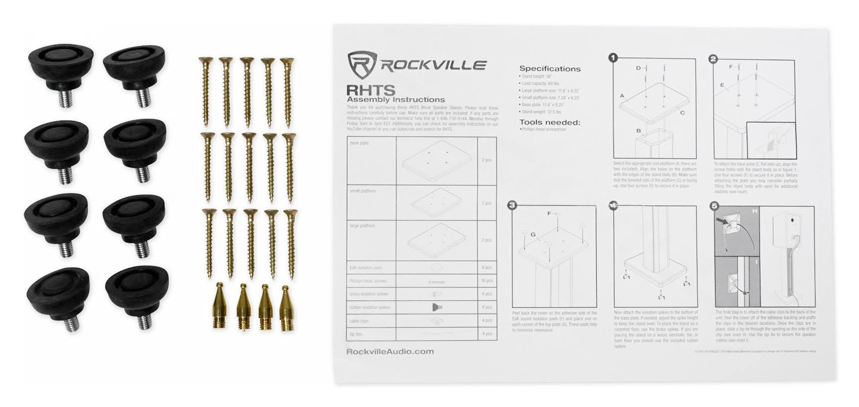Rockville (2) 36x22 Bookshelf Speaker Stands for MTX MONITOR5I Bookshelf Speakers