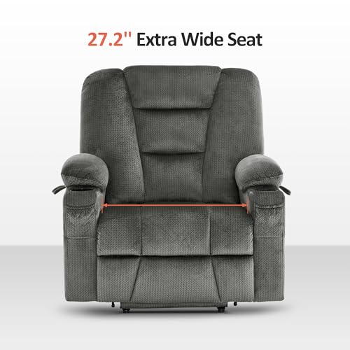 MCombo Small Power Lift Recliner Chair with Massage and Heat for Petite People, Cup Holders, USB Ports, Side Pockets, Fabric 7569 (Small-Regular, Brown)