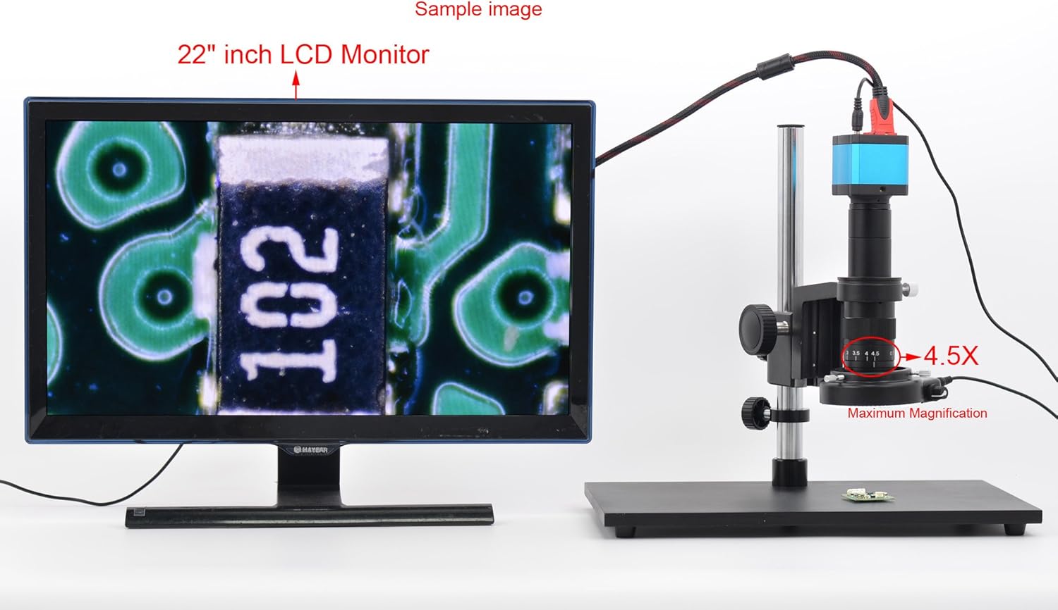 14MP HDMI Microscope Camera Remote Control Kit for Industry Lab PCB USB Output TF Card Video Recorder +180X C-Mount Lens + Big Stereo Stand +144 LED Light