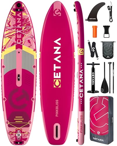 CETANA 11'6×35" Extra Wide Stand Up Paddle Board for Adults & Youth, 400lb Capacity Inflatable Paddle Board, Sup for 2+1 Person with Removable US Fin, 100L Backpack, Floating Paddle, Safety Leash