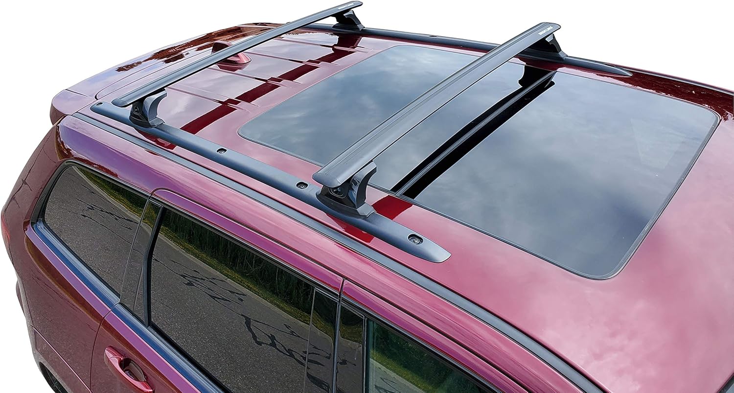 BRIGHTLINES Heavy Duty Anti-Theft Premium Aluminum Roof Bars Roof Rack Crossbars Compatible with 2011-2022 Jeep Grand Cherokee with Roof Black Plastic Moldings (Black)