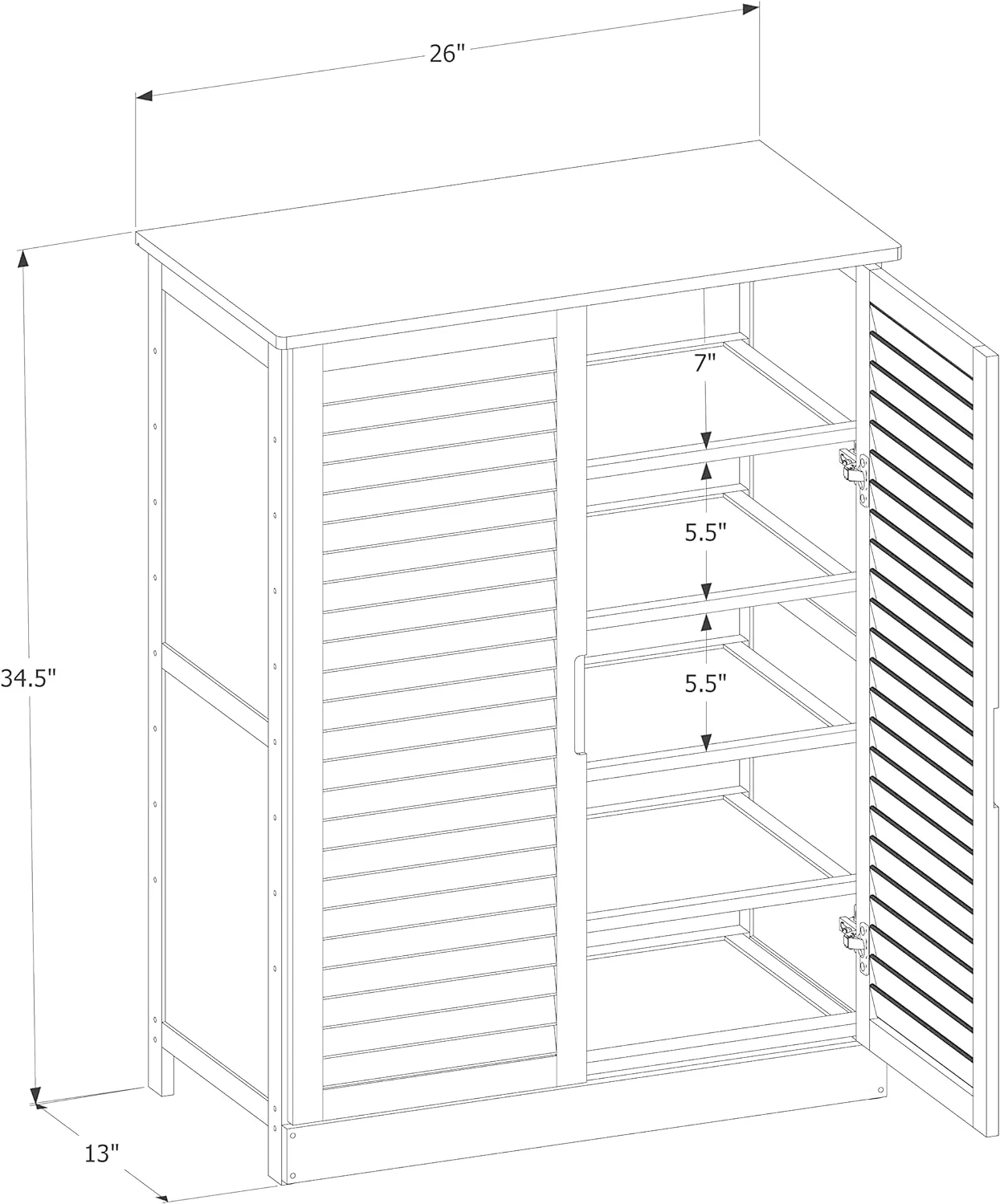 5 Tier Shoe Storage Cabinet With Shutter Doors, Bamboo Shoe Floor Storage Organizer Rack For 11-15 Pairs Entryway Hallway Mudroom, Brown