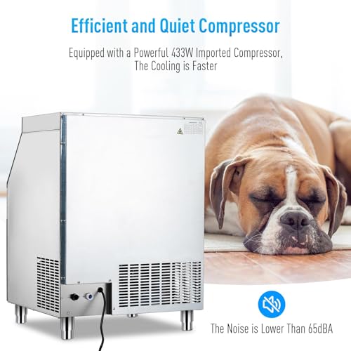 Commercial Under Counter Ice Maker Machine - 160LBS/24H, 100 Lbs Capacity, Industrial Ice Ready in 5-15 min - Freestanding Stainless Steel Ice Maker for Bar Restaurant