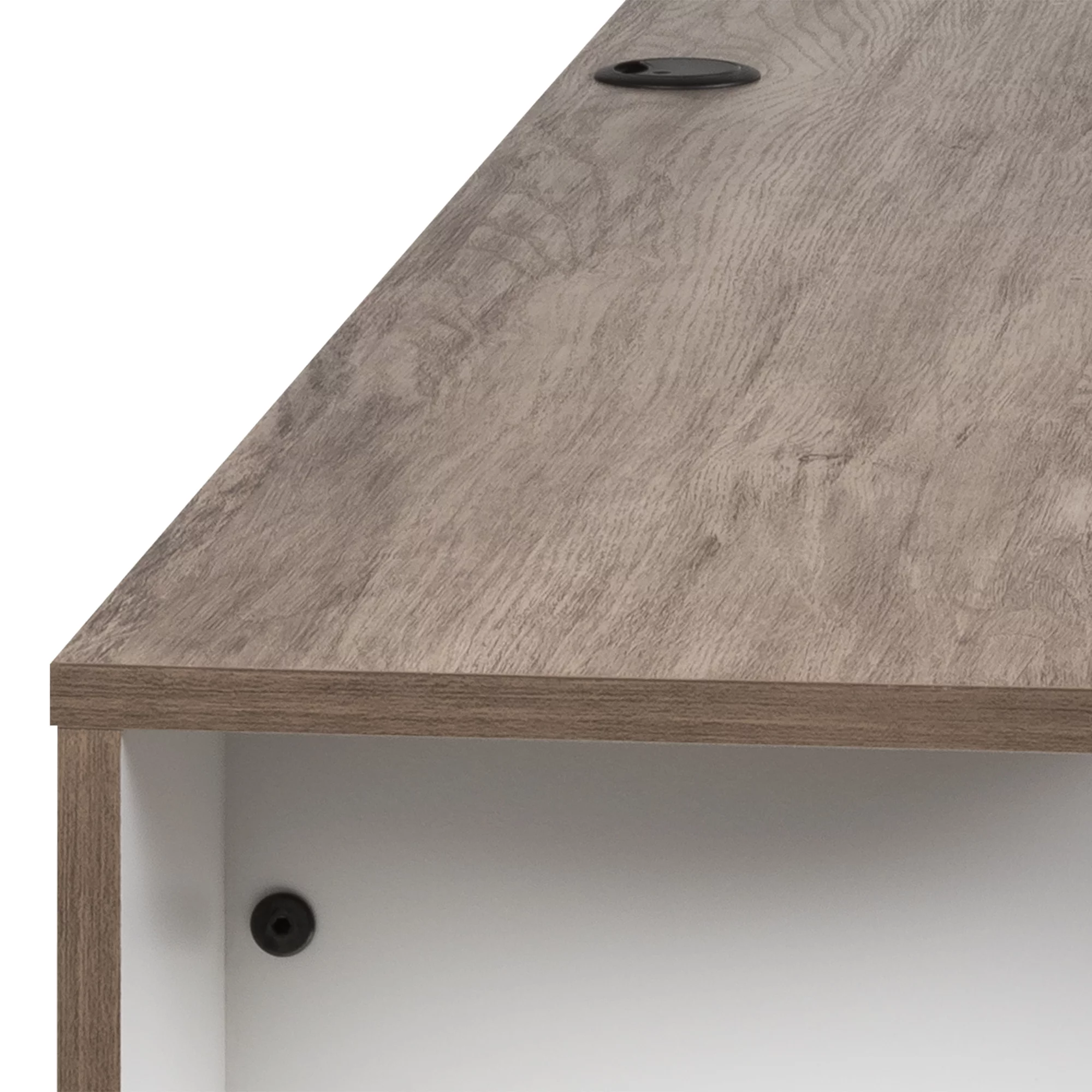 Prepac Wall Mounted Media Console with Door, White and Drifted Gray