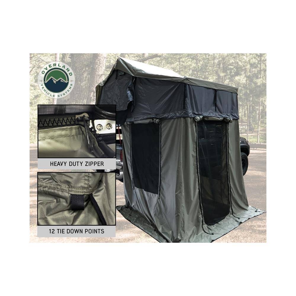 Overland Vehicle Systems 18049836 Nomadic 4 Annex - Green Base with Black Floor u0026 Travel Cover