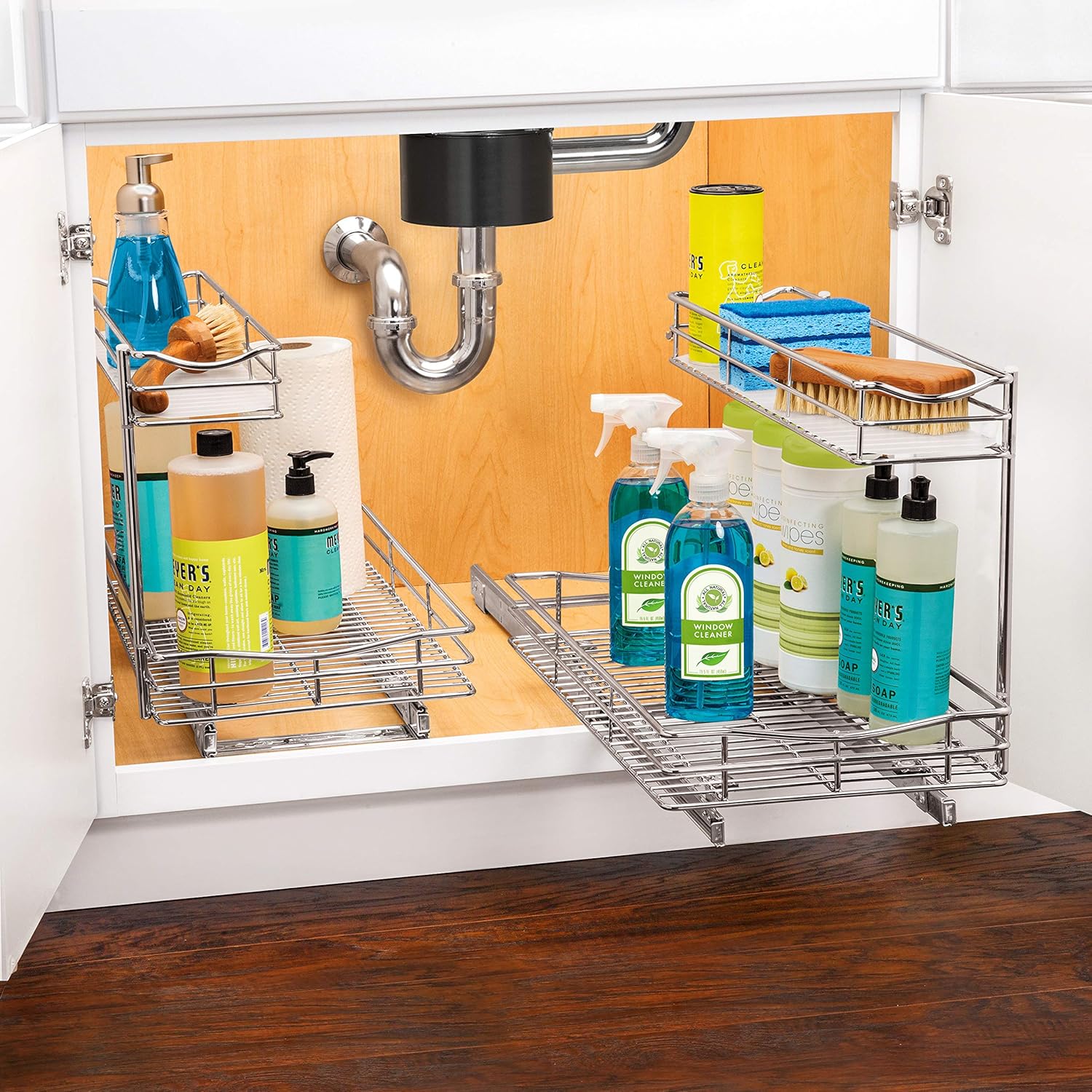 Lynk Professional&reg; Under Sink Cabinet Organizer Pull Out Two Tier Sliding Shelf, 11.5w x 18d x 14h-Inch, Chrome