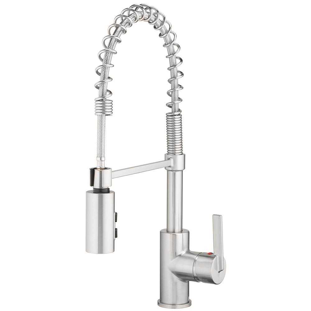 Project Source Flynt 1-Handle Deck-Mount Pull-Down Handle Kitchen Faucet with Deck Plate H90K-51D-PS-BN - Shop Hardware Tools Online Store