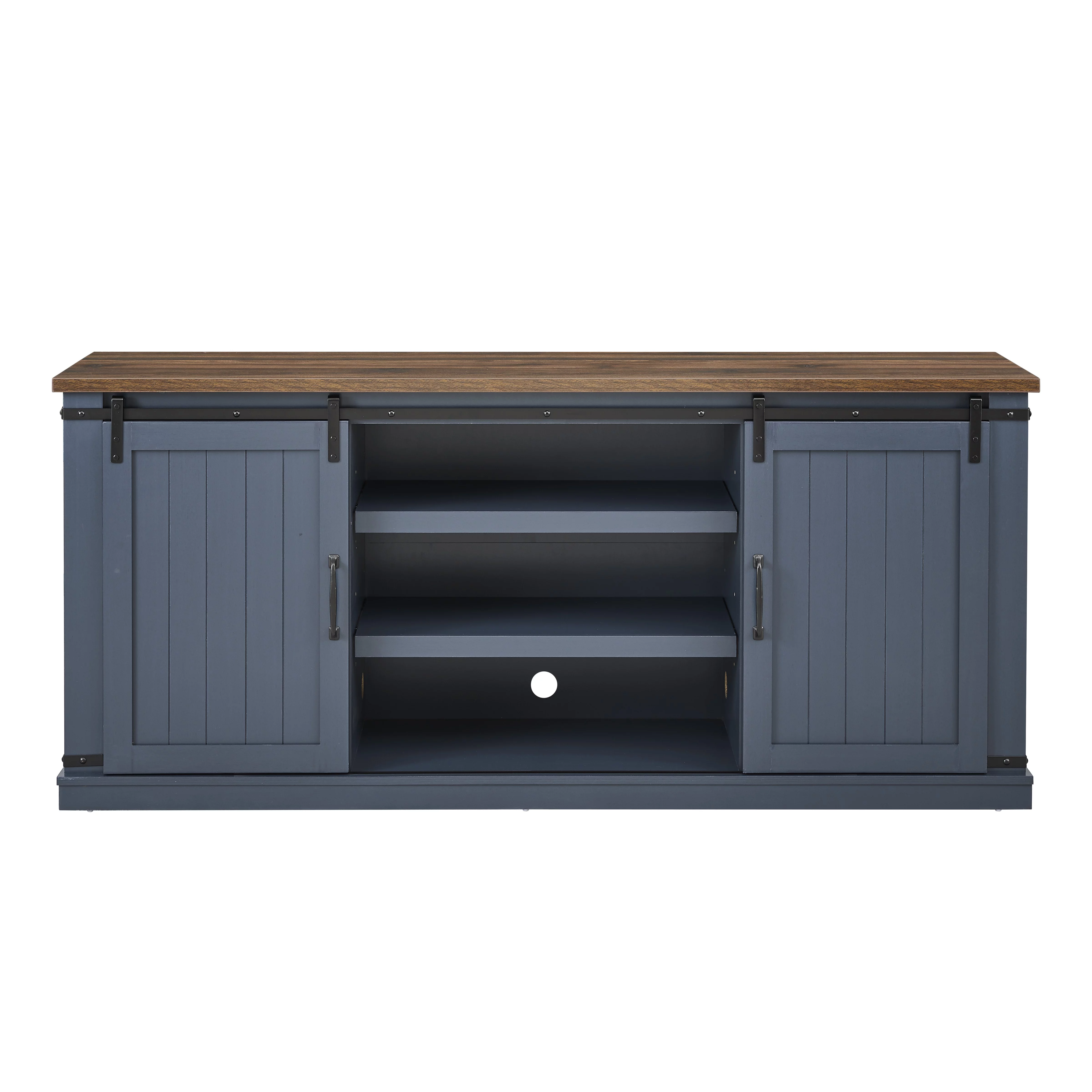 FESTIVO Farmhouse TV Stand for 75" TV, Entertainment Center, Sliding Barn Door TV Stand, 68 inch TV Console Table, Home Living Room Media Console with Adjustable Shelf - Navy Blue