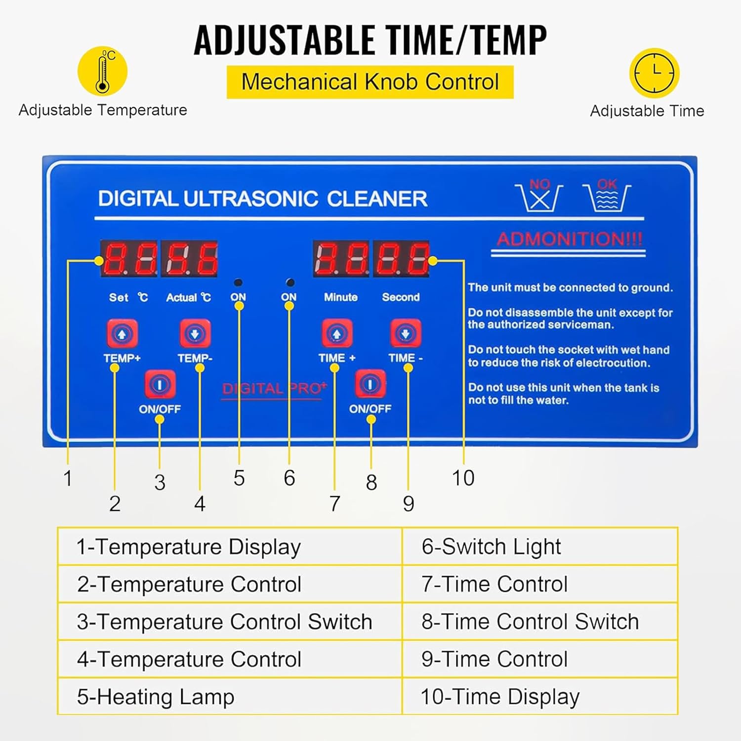Commercial Vinyl Record Cleaning Machine 6L Professional 40kHz with Digital Timer&Heater Excellent Cleaning Machine for Watch Instruments Industrial Parts Excellent Cleaner Solution