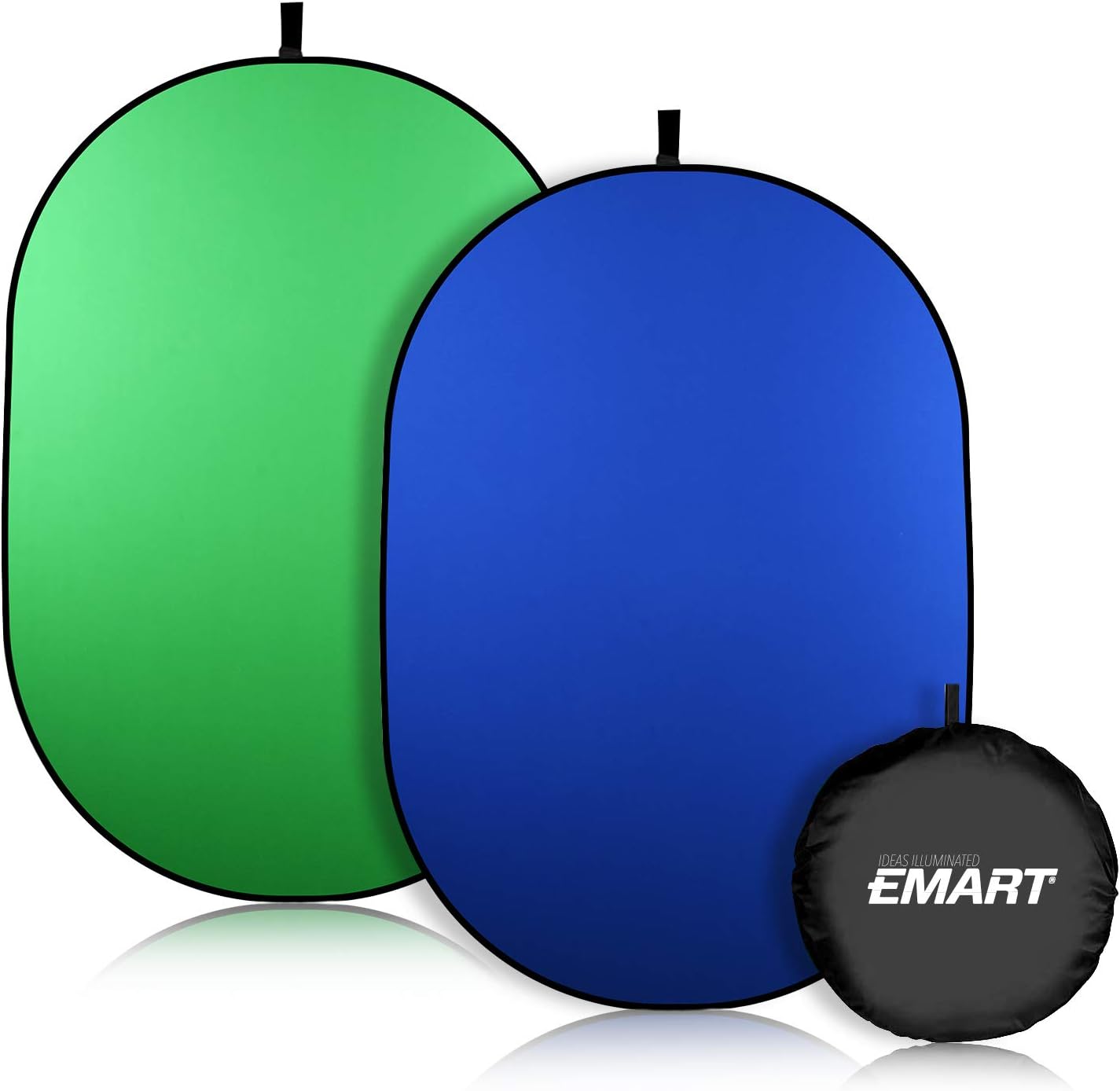 EMART Portable Green Screen Backdrop, 5 x 6.5ft Collapsible Pop Up Chromakey Background, 2-in-1 Fold Blue Greenscreen for Chair, Zoom Virtual, Home Office, Camera, Travel