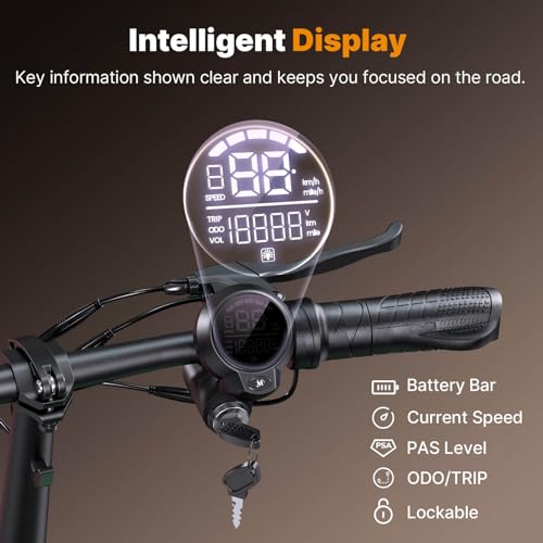 isinwheel Electric Scooter Adults, 21/38 MPH Top Speed & 28/43 Miles Range, 14/16'' Fat Tire Scooter for Adult with Turn Signals & Mood Lights, APP, 1200W Powerful Motor Electric Scooter with Seat