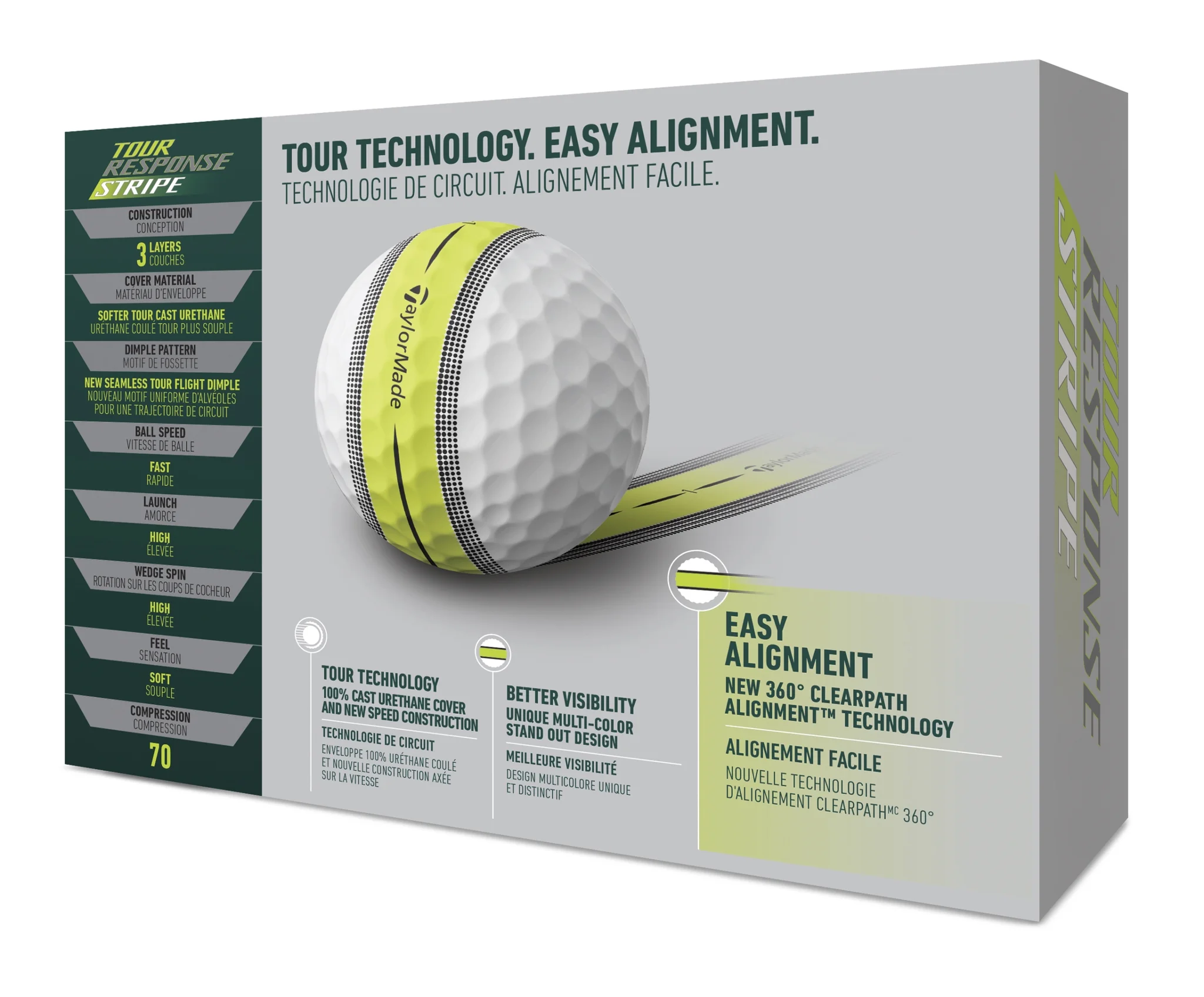 TaylorMade Tour Response Stripe Golf Balls, 12 Pack, White