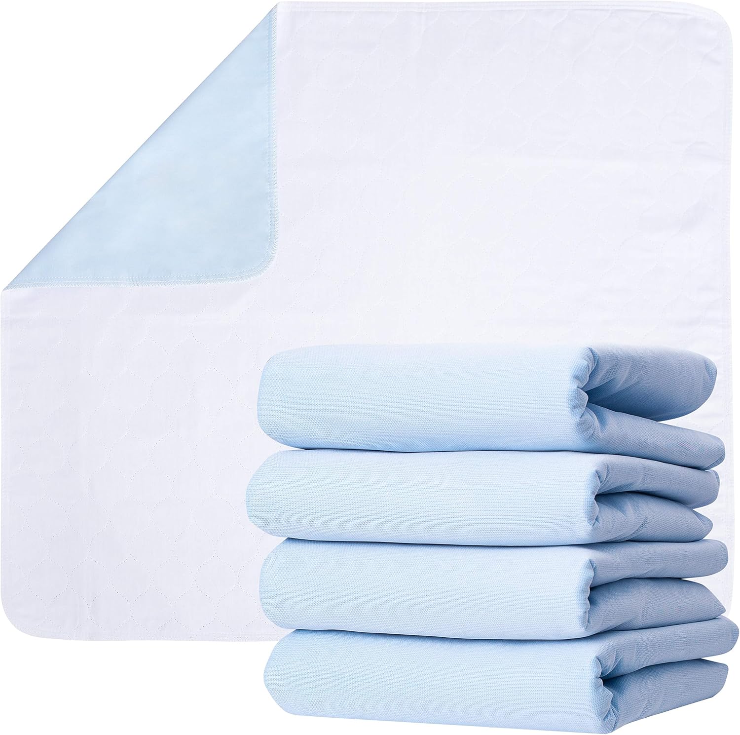 GREEN LIFESTYLE Washable Underpads, Pack - of 6 Large Bed Pads, 30" x 34", for use as Incontinence Bed Pads, Reusable pet Pads, Great for Dogs, Cats, Bunny & Seniors (6 Pack - 30x34)