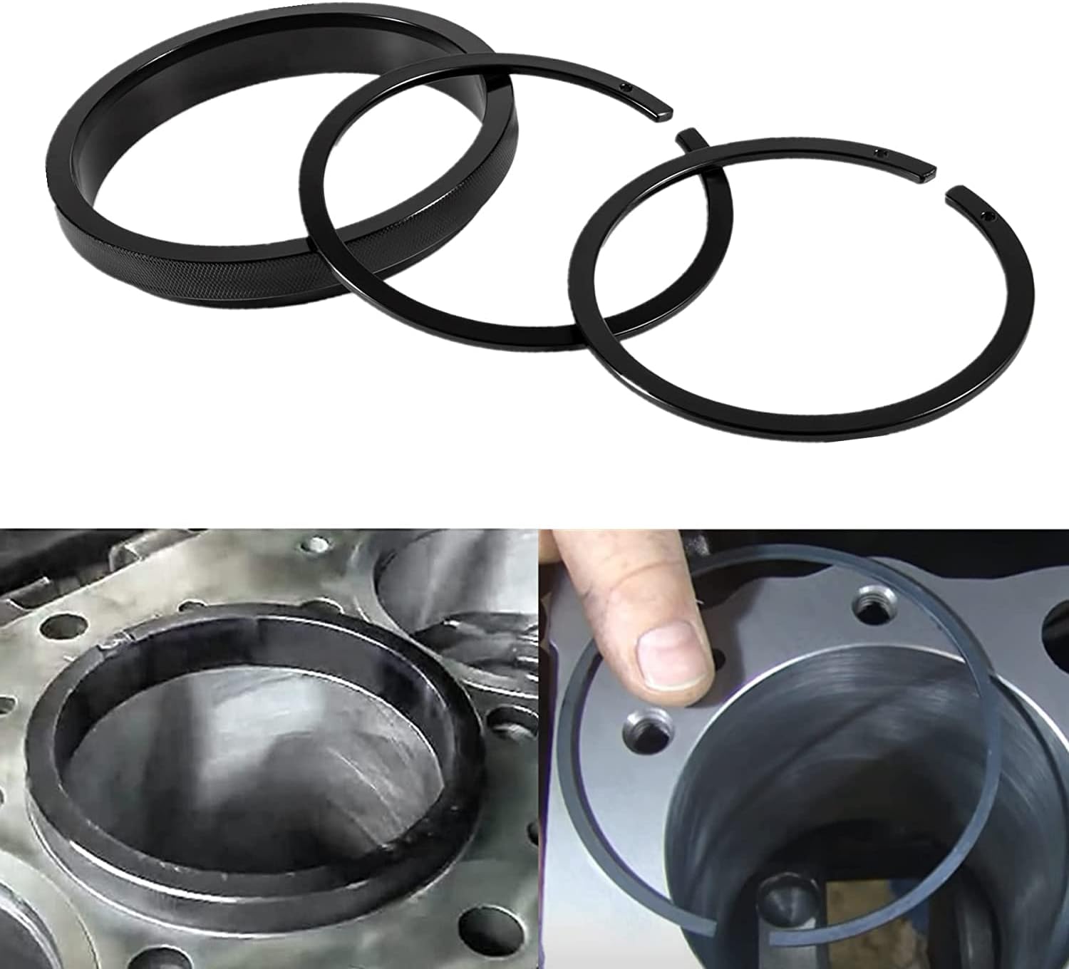 ROUTEKING 7040 Piston Ring Compressor Tool for Cummins ISX/QSX 15, Caterpillar 3400, C-15 with 5.4" bore, Alternative to PT-7040 5299448 5299447 5299339, with Anti-Polishing Ring Adapter (4 PCS)
