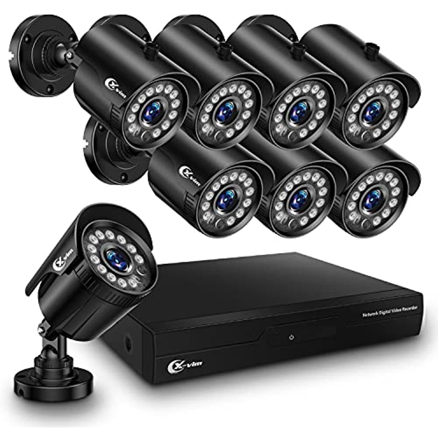 Xvim (No HDD) 1080p H.264 Home Wired Security Cameras System, 8CH 1080p HD DVR 8pcs 1080p 1920TVL Outdoor Indoor Waterproof Surveillance Cameras