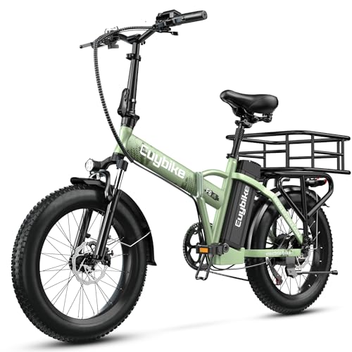 1000W Folding Electric Bike, 48V 20AH Large Removable Battery E Bike, 30+MPH, 80 Miles Max Range, 20" Fat Tire Electric Bike for Adults, Adult Electric Bicycles for Commute Beach Snow