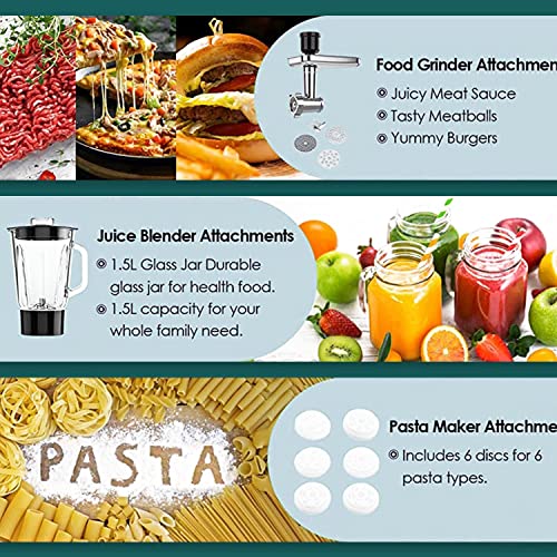 COOKLEE 6-IN-1 Stand Mixer, 8.5 Qt. Multifunctional Electric Kitchen Mixer with 9 Accessories for Most Home Cooks