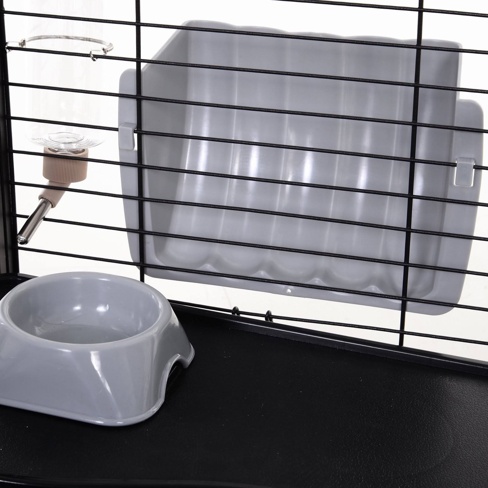 Pawhut Rolling Metal Rabbit Guinea Pig or Small Animal Hutch Cage with Main House and Run 35x22 L
