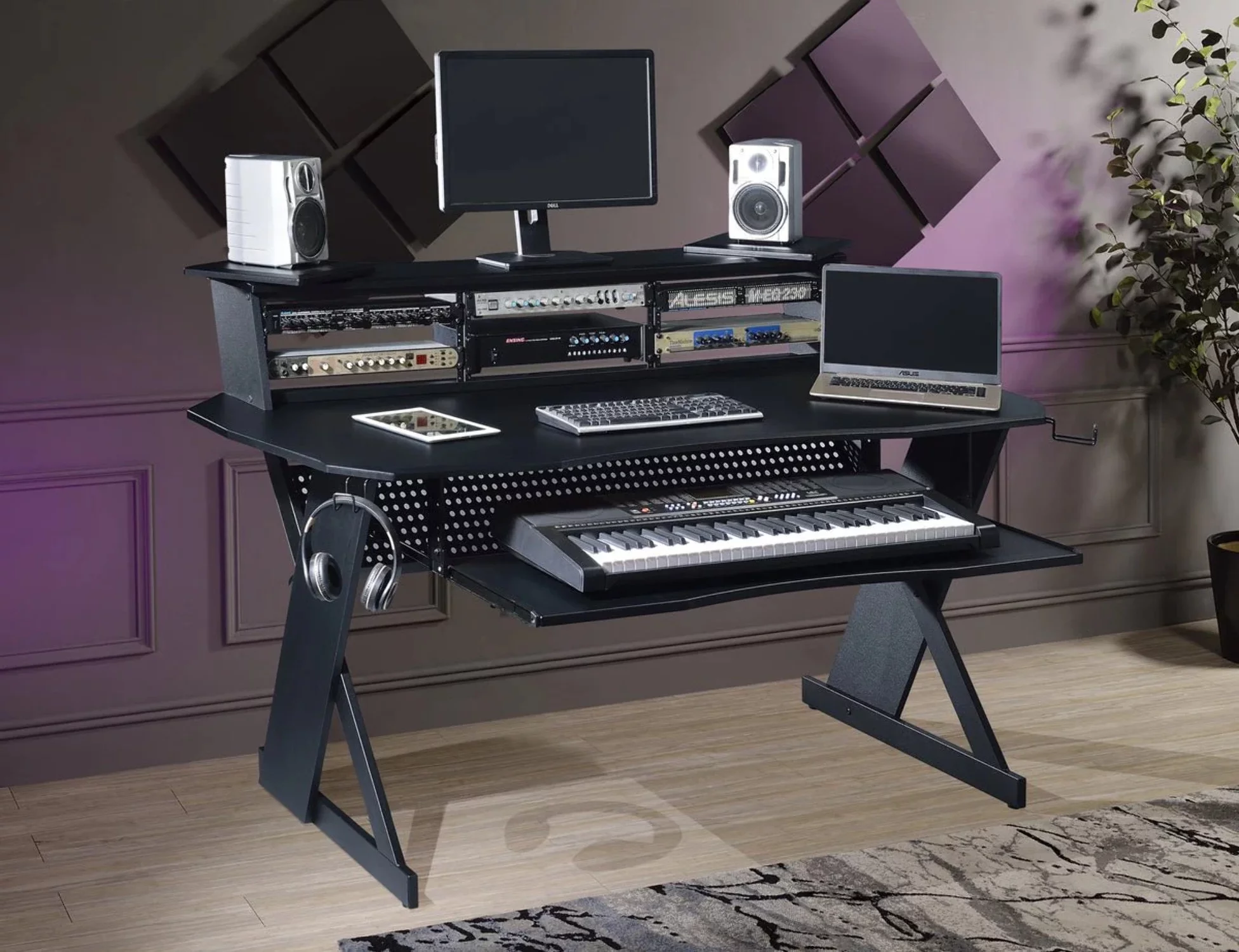 Musiea EX100 Series Music Recording Studio Desk Workstation w/3 x 4U Rack