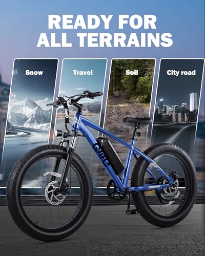 Racer Plus Adult Electric Bicycle, Peak 1000W Motor Electric Bike for Adults, Up to 28MPH 65Miles, 26x4.0 Fat Tire Electric Mountain Bike with 48V 13AH Battery, 7 Speed Front Suspension E Bike