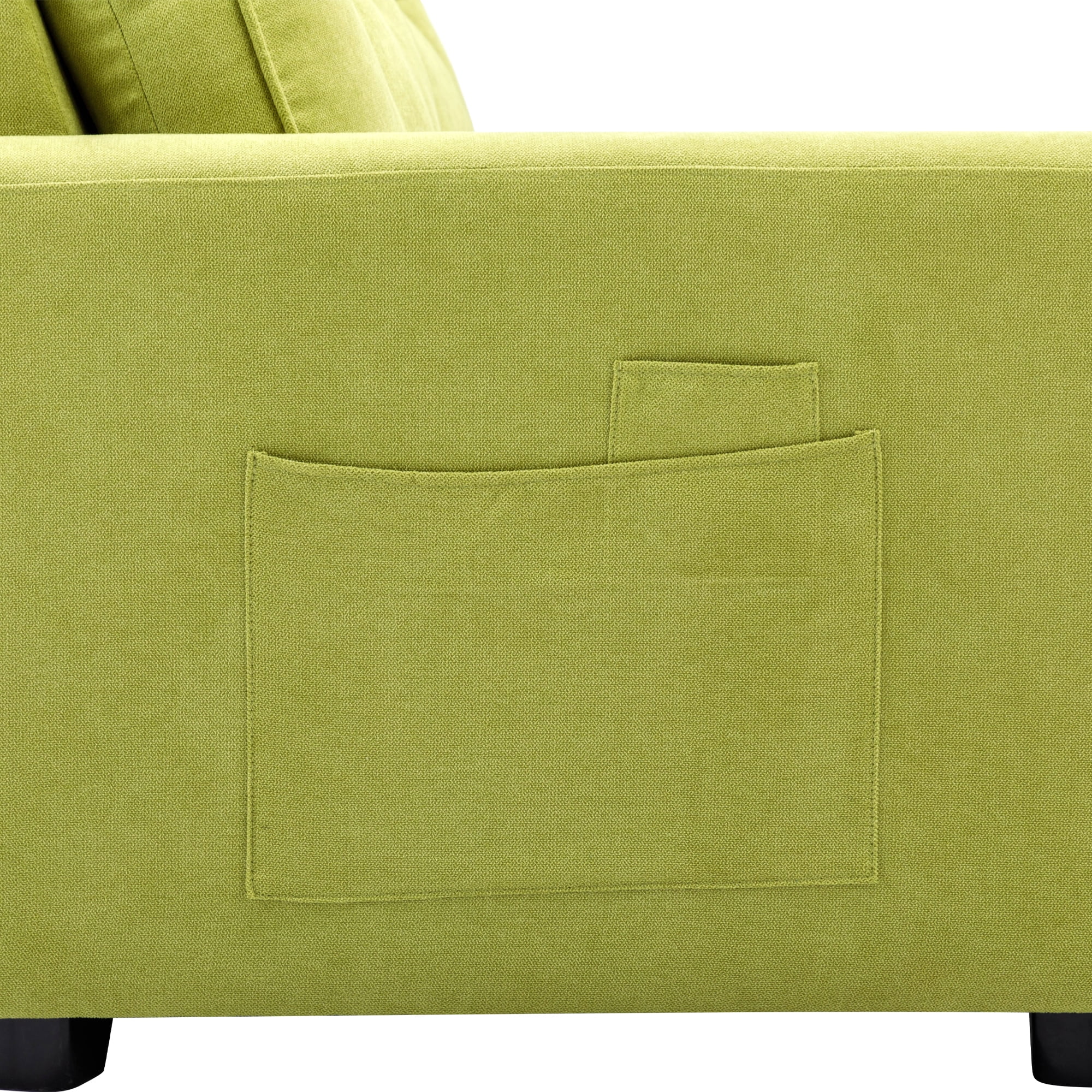 Churanty Convertible Sofa Bed Pull Out Sleeper Loveseat Sofa Chenille Upholstered Couch with Side Pockets for Small Space,Green - Curated Treasures Market