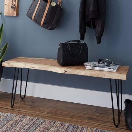Union Rustic Tindle Live Edge Hairpin Wood Bench, Brown