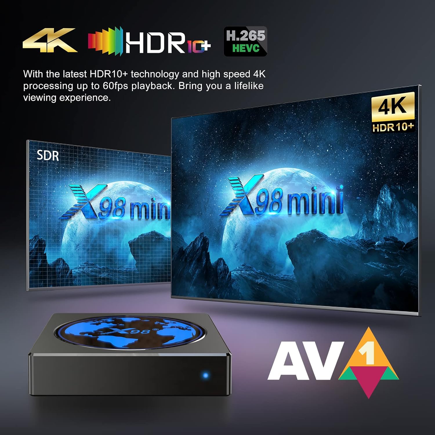 Android TV Box, X98 Mini Android TV Box 11.0 4GB 64GB S905W2 Supports 2.4G/5G WiFi Bluetooth Ethernet LAN 3D 4K HDR Android Box 2022 Smart TV Box with Mini Backlit Keyboard Pack of 2