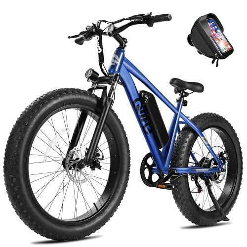 Racer Plus Adult Electric Bicycle, Peak 1000W Motor Electric Bike for Adults, Up to 28MPH 65Miles, 26x4.0 Fat Tire Electric Mountain Bike with 48V 13AH Battery, 7 Speed Front Suspension E Bike