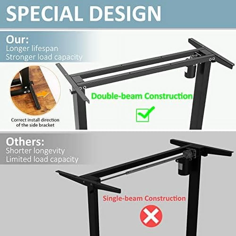 HJNIUNIU Electric Standing Desk Adjustable Height Sit Stand Up Desk 55 x 24 Inches for Home Office Computer Desk Memory Preset with Splice Board  Headphone Hook and White Frame/Oak Top