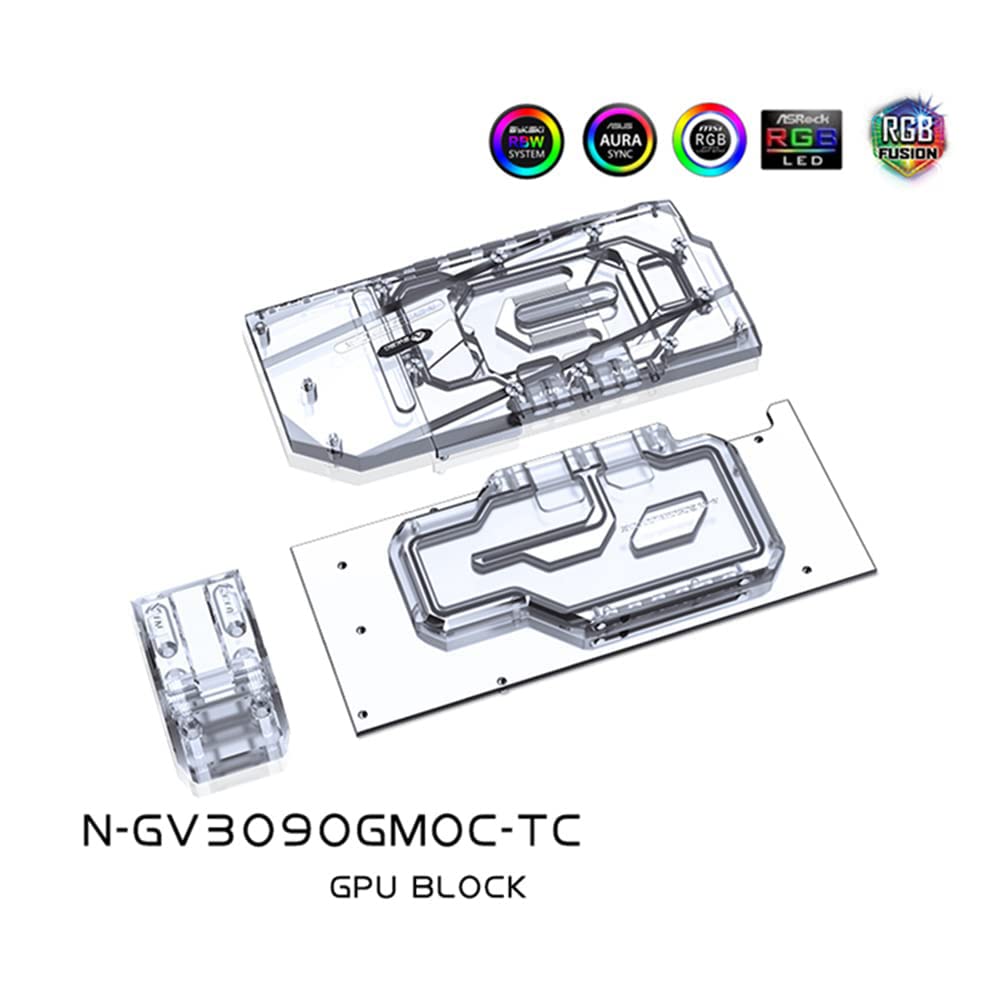 GPU Water Block Graphics Card Water Cooling Block for Gigabyte RTX3080/3090 Gaming OC Backplane Water Cooling GPU Card/Copper Radiator N-GV3090GMOC-TC