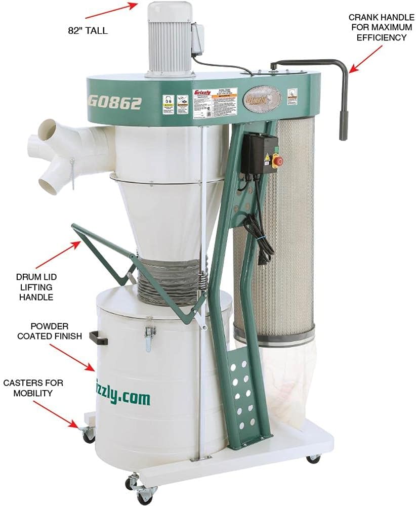 Grizzly Industrial G0862-3 HP Portable Cyclone Dust Collector