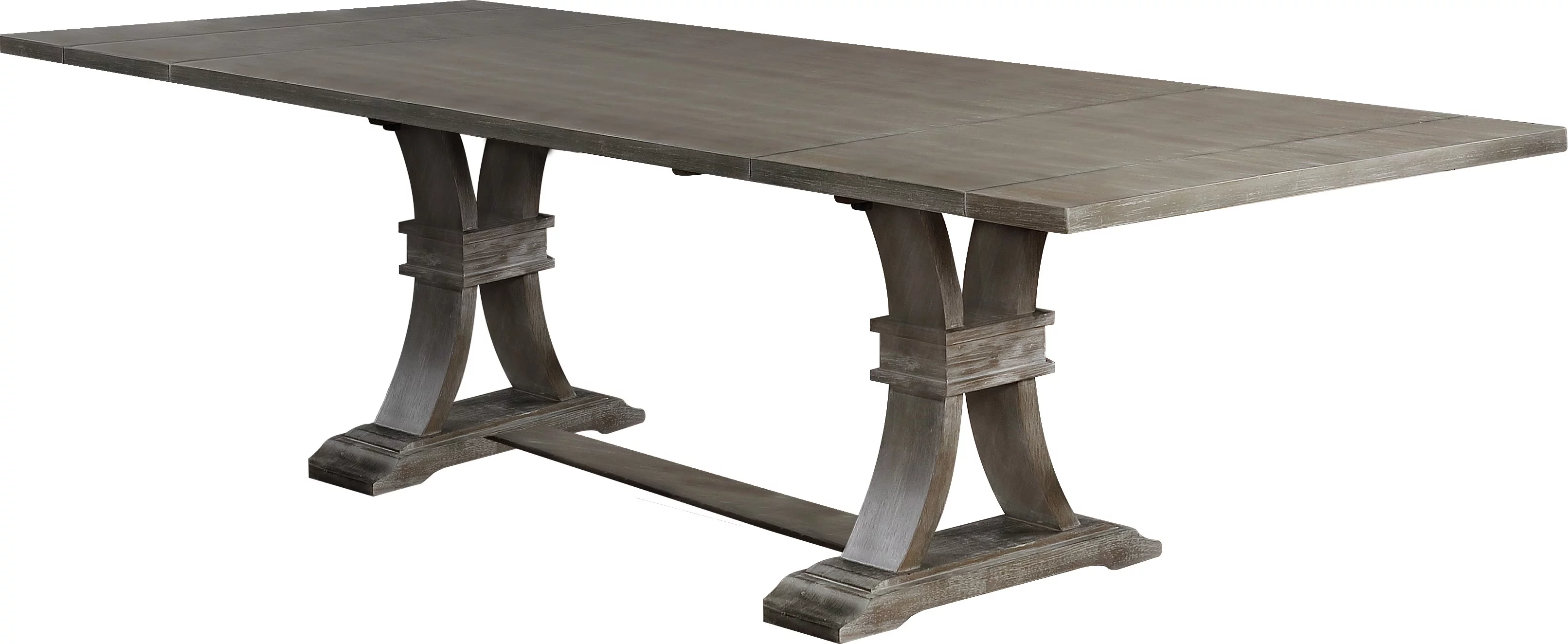 Rustic Gray Wood 9pc Dining Set with Table and Gray Linen Chairs